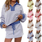 V-neck Short Skirt Set Loose Casual Two-piece