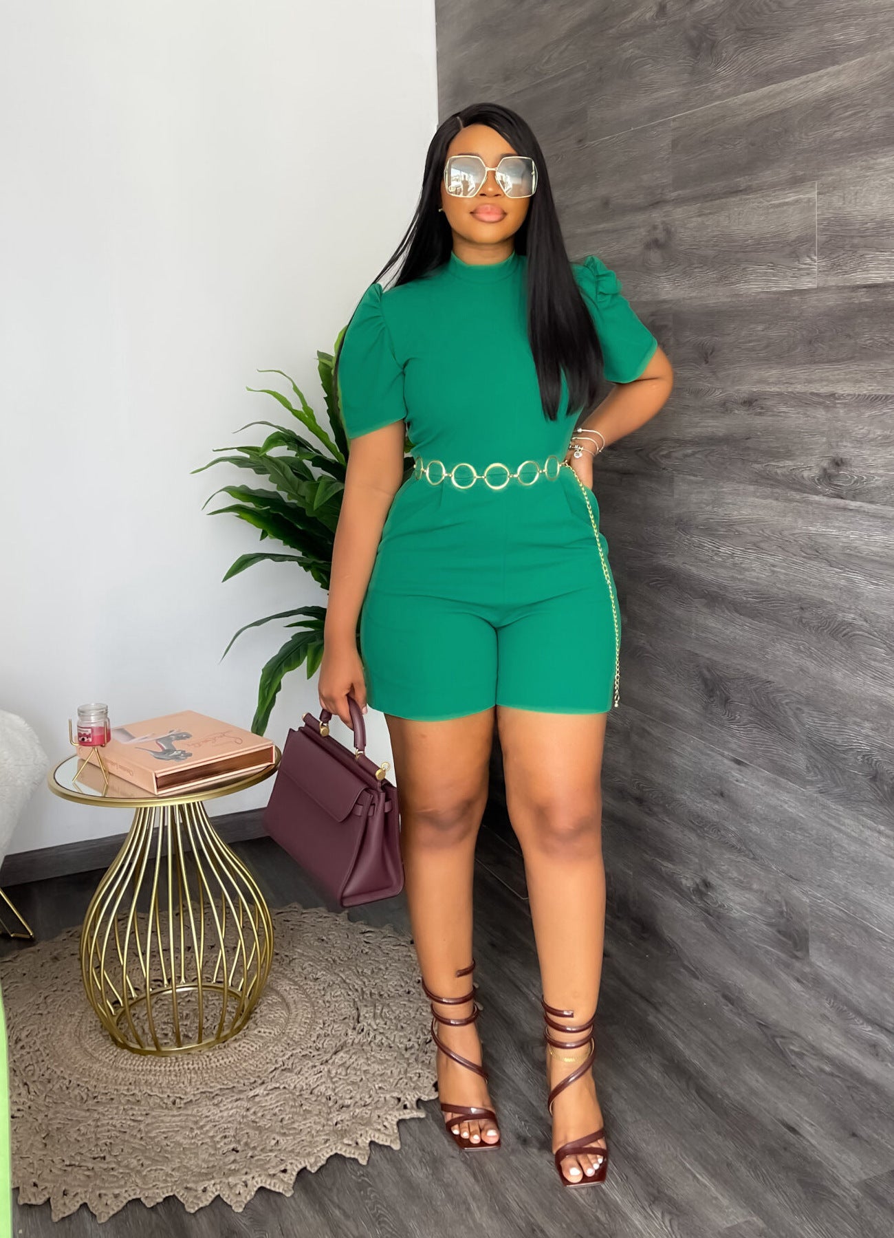 New Round Neck Fashion Waist-controlled Casual Jumpsuit