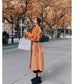 Wool Plaid Stitching Retro Long Thick Warm Women's Jacket