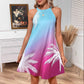 Gradient Color Printed Halter Women's Clothing Dress