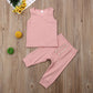 Children's Simple Solid Color Sleeveless Trousers Suit