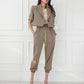 Feminine Tie Waist Casual Pants Two Piece Set