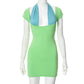 Contrast Color Girl Slim Fit Cinched Short Dress