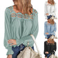 Loose Pullover Shirt Hollow Out Lace-collared Blouse Women