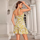 Sweet Spaghetti-strap Ruffled Printed Dress