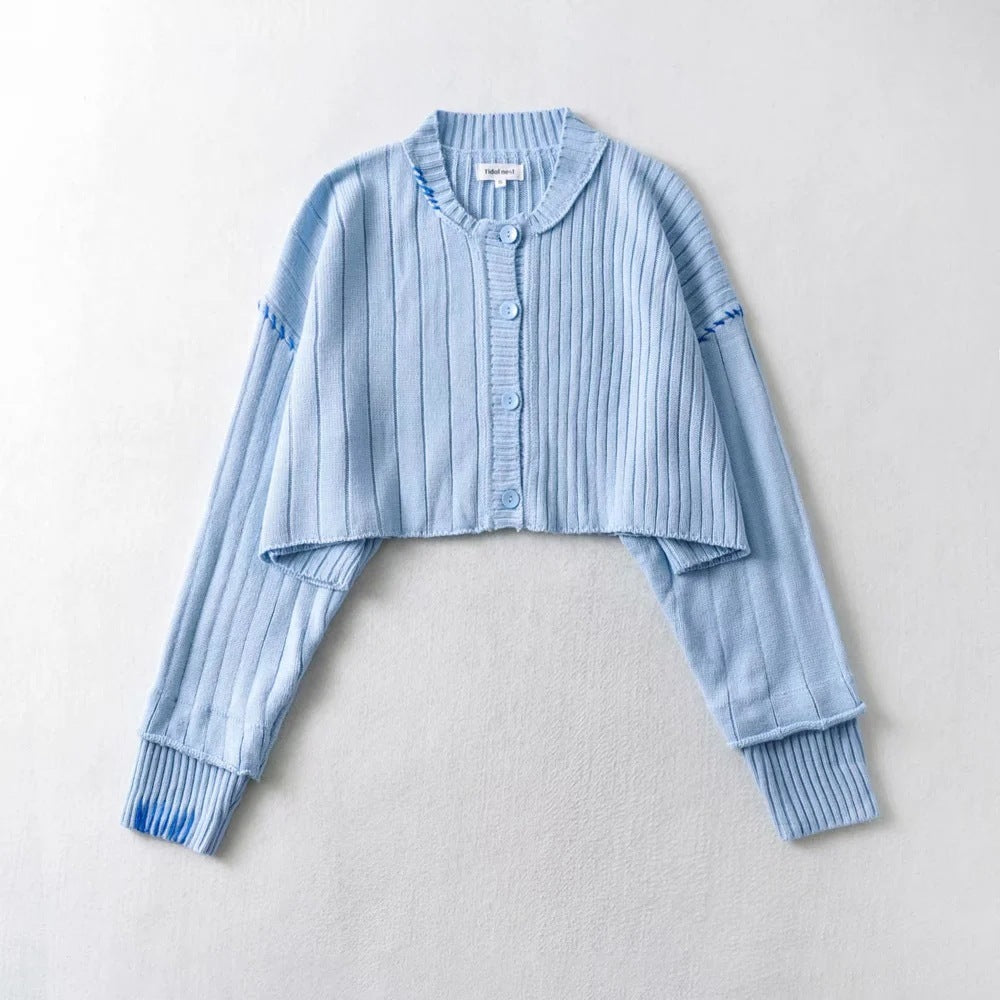 Single-breasted High-waist Long-sleeved Knitted Sweater Coat