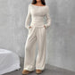 Casual Long Sleeve Straight-leg Pants Loose Temperament Suit