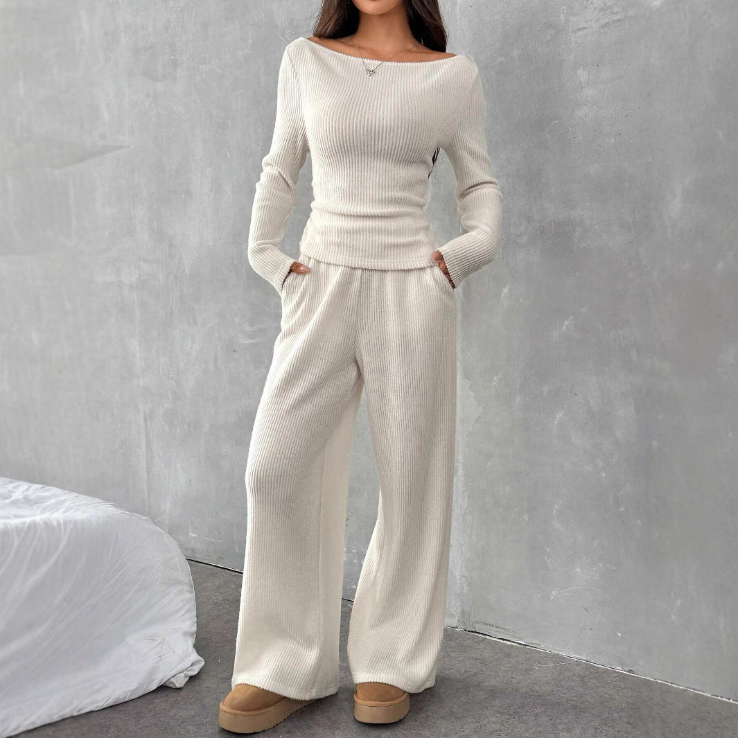 Casual Long Sleeve Straight-leg Pants Loose Temperament Suit