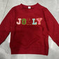 Christmas Embroidery Letter Crew Neck Sweater Red
