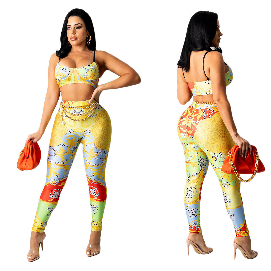 Fashion Printed Trousers Casual Two-piece Suit