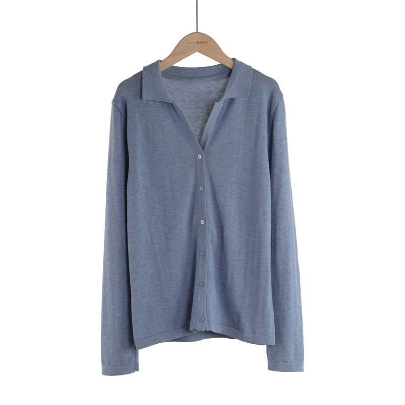 Single-breasted Lapel Knitted Cardigan Sweater