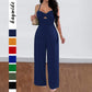 Leisure Vacation Commute Style Solid Color Sling Wide Leg Jumpsuit For Women