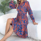 Casual Loose Contrast Color Leopard-print Long-sleeved Shirt Dress