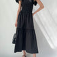Square Collar Off-neck Dress Ruffled