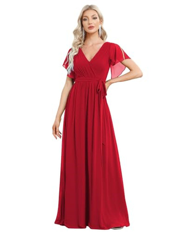 V-neck Chiffon Dress Women