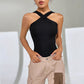 Hot Girl New Women's Plain Knitted Sleeveless Halter Jumpsuit
