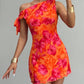 Printed Womens Sexy Cinched Waist Short Dress