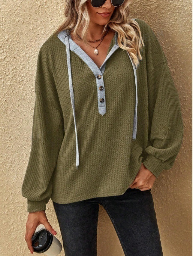 Sweat-shirt à capuche décontracté et à manches longues pour femme, style sport, ample et uni