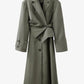 Irregular-panel Single-breasted Lapel Long Coat