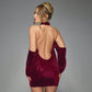 Halter Swing Collar Backless Velvet Dress