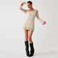 Two-color Crochet Woven Hollowed Short Knitted Dress