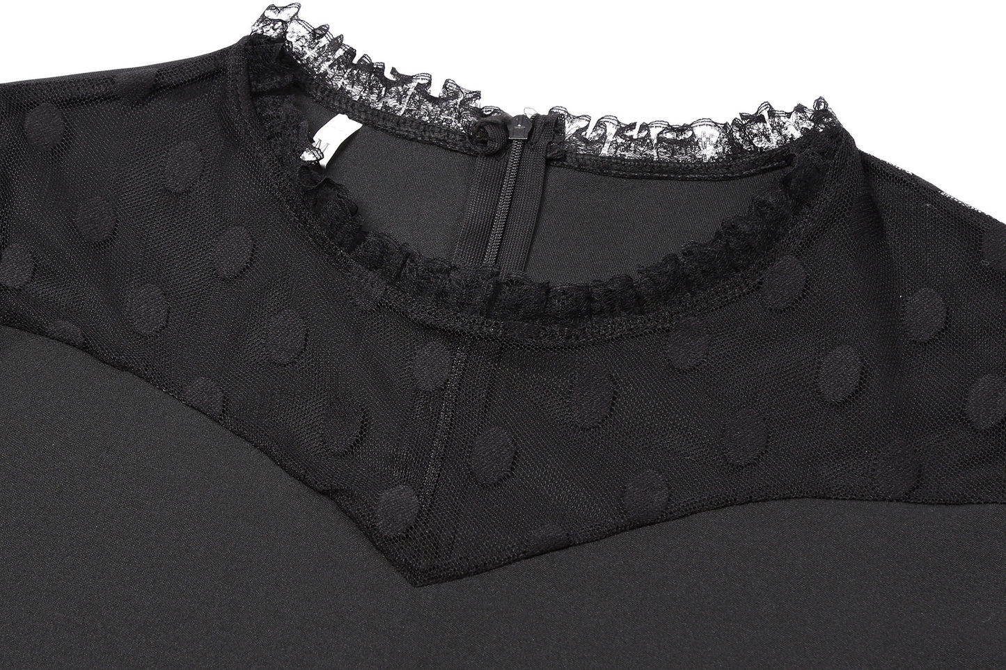Robe fourreau à manches longues et taille élastique pour femme, coutures en maille à pois
