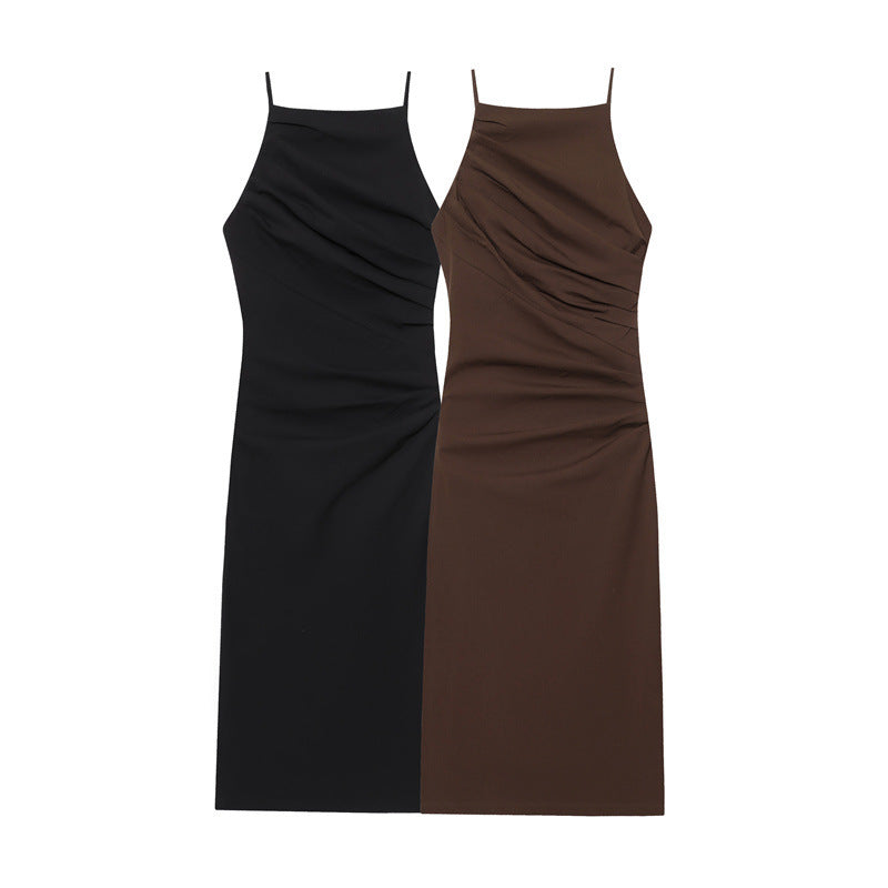 Women's Fashion Slim Fit Pleated Suspender Dress