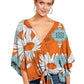 Spring And Summer New V-neck Short-sleeved Printed Loose Top Women's