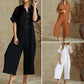 Women's Solid Color Short-sleeved Jumpsuit