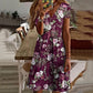 Robe ample à col en V et imprimé floral pour femme