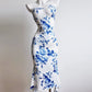 Chinese Print Tube Top Dress Blue And White Porcelain Sheath Fishtail Skirt