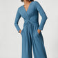 V-neck Pleated Design Sense High Slit Yoga Dress Women