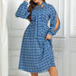 Robe à manches longues bouffantes à imprimé taille haute, style européen et américain