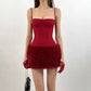 Robe fourreau sexy à bretelles spaghetti et enveloppante pour la poitrine, style européen et américain, idéal pour Noël et le Nouvel An