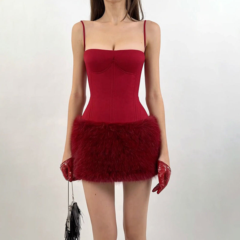 Robe fourreau sexy à bretelles spaghetti et enveloppante pour la poitrine, style européen et américain, idéal pour Noël et le Nouvel An
