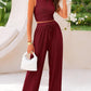 Trousers Elastic Waist Loose-fitting Sleeveless Shirt Suit