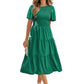 Robe de vacances à smocks et col rond, printemps et été