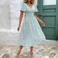 Summer Floral Puff-Sleeve V-Neck Dress