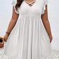 Women's Jacquard Ruffle Sleeve V-neck Dress