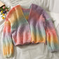Gradient Three Button Loose And Thin Short Knitted Jacket