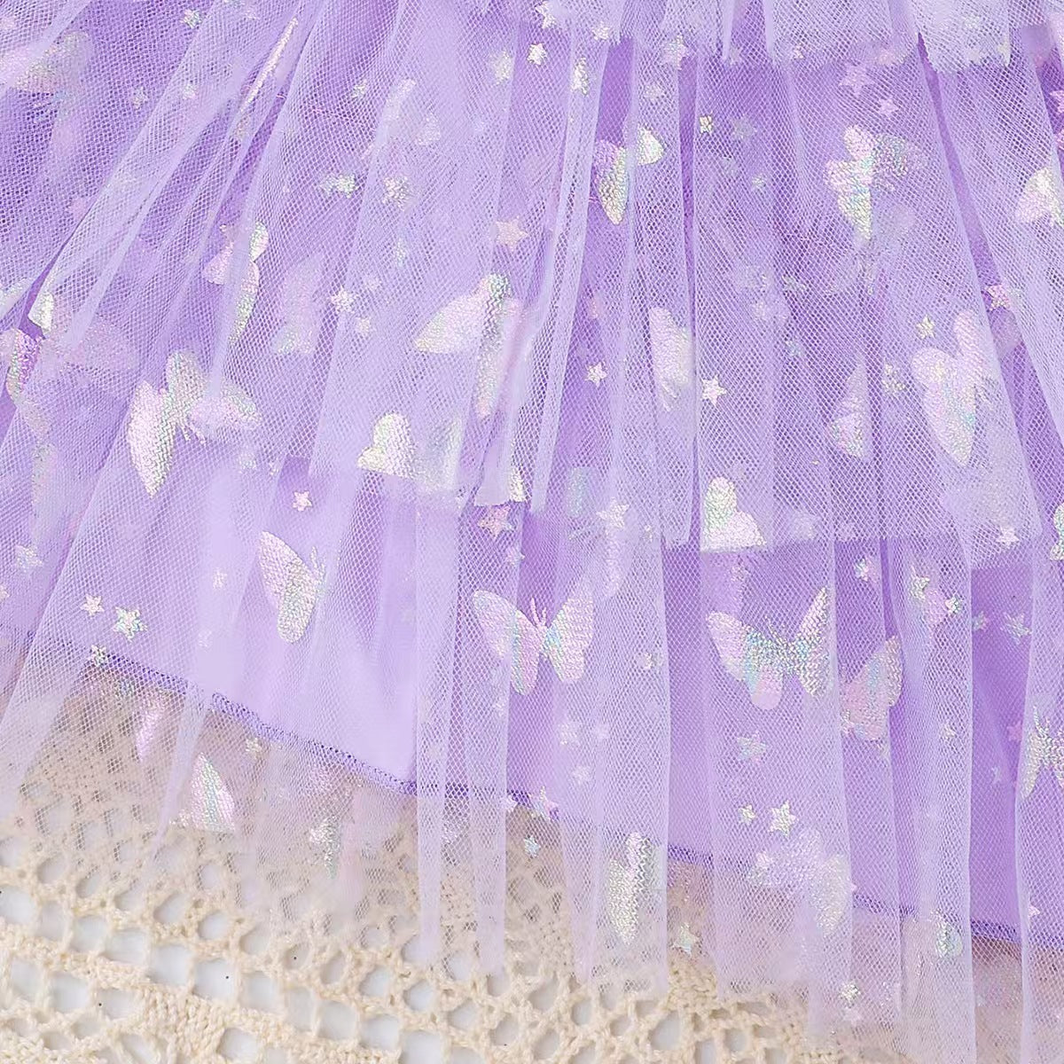 Summer Cute Bow Decoration Three-layer Butterfly Mesh