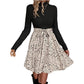Women's Multicolor Printing Dress Round Neck Long Sleeve Floral
