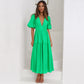 European And American Fashion Deep V Puff Sleeve Vacation Women's Dress