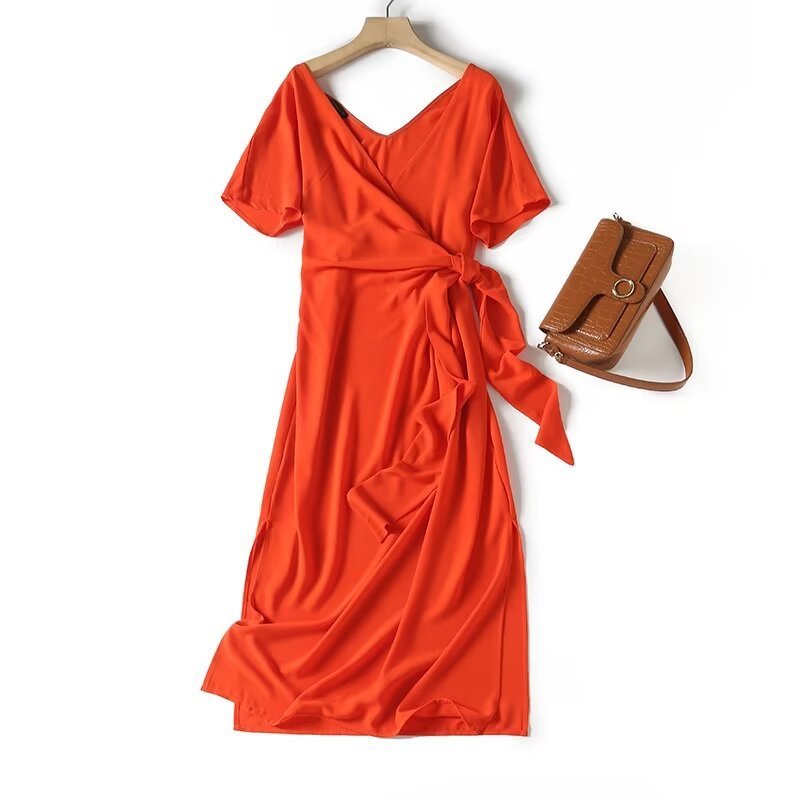 Cross-knotted Detail Split Midi Dress
