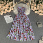 French Style Vintage Floral Bandeau Dress