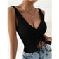Summer Fashion Drawstring American All-matching Drawstring Vest Top