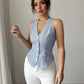Temperament Striped Vest Sleeveless Cardigan Top