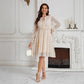 Lace Lace-up Graceful And Fashionable Long Sleeve Plus Size Dress