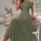 Slant Shoulder Waist Trimming Long With Pocket Dress