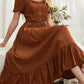 Unique Women's Ruffled Bubble Sleeve Long Skirt